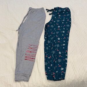 Rae Dunn Gray and Green Jogger Jammie Pants